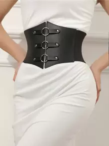 O-ring Decor Corset Belt - màu đen - Xem 1