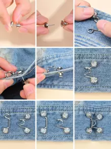 2 Sets-White Waist Buckle, Button, Clamp, Clothing Accessories