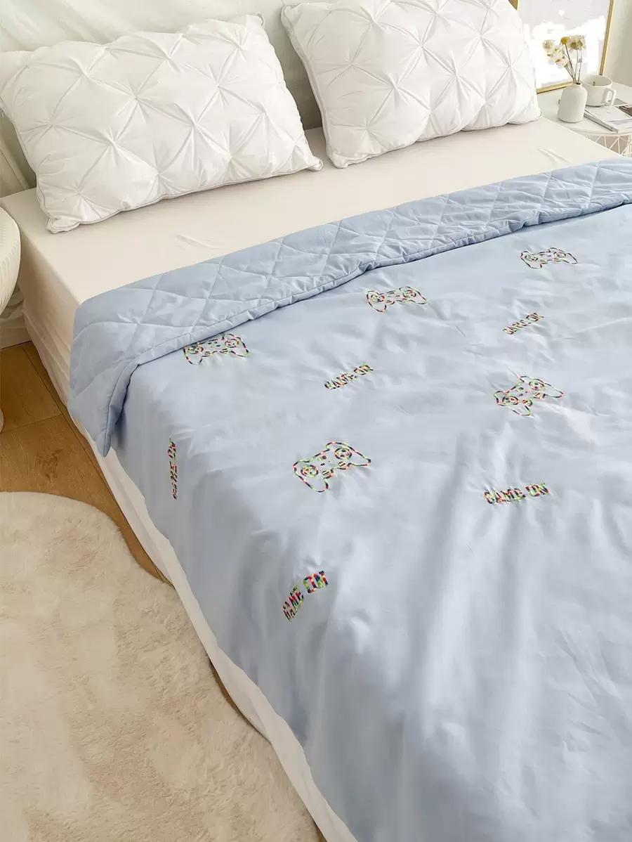 遊戲手柄刺繡床單 - 藍色 - 查看 1
