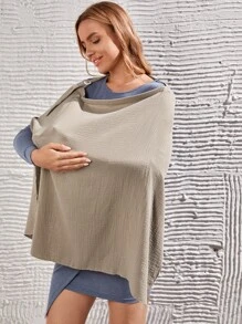 1 pieza [Oeko-Tex] Blusa de lactancia plegada en color caqui, tela suave y transpirable para madres lactantes