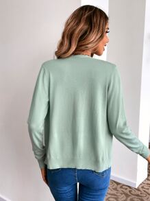 SHEIN LUNE Cárdigan unicolor con botón delantero - Verde - Ver 2