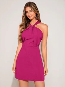 SHEIN BAE Twist Front Cami Dress - Red Violet - View 1