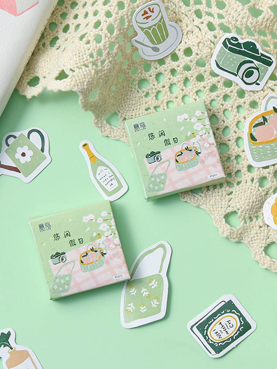 45pcs Mixed Pattern Random Sticker - Multicolor - View 1