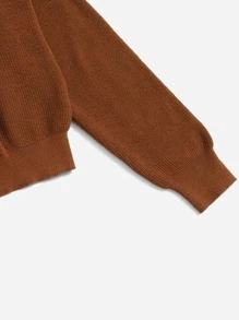 SHEIN Teen Girls Cold Shoulder Jumper - Rust Brown - View 4