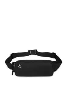 Mini Men Patch Decor Waist Bag Chest Bag - Black - View 1