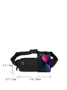 Mini Men Patch Decor Waist Bag Chest Bag - Black - View 4