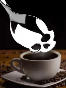 Thiết kế hộp sọ 1 cái Thìa cà phê bằng thép không gỉ - Bạc - Xem 3