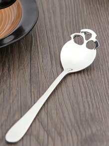 Thiết kế hộp sọ 1 cái Thìa cà phê bằng thép không gỉ - Bạc - Xem 4