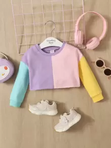 SHEIN Baby Color Block Drop Shoulder Sweatshirt - Multicolor - View 1