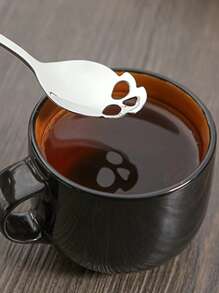 Thiết kế hộp sọ 1 cái Thìa cà phê bằng thép không gỉ - Bạc - Xem 5