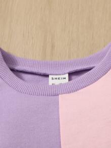 SHEIN Baby Color Block Drop Shoulder Sweatshirt - Multicolor - View 3