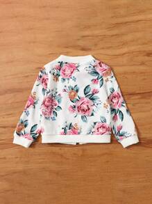 SHEIN Baby Floral Print Bomber Jacket - Multicolor - View 2