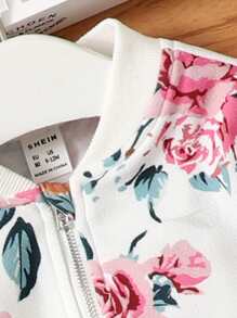 SHEIN Baby Floral Print Bomber Jacket - Multicolor - View 4