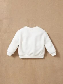 SHEIN 嬰兒向日葵和標語圖案套頭衫 - 白色 - 查看 2