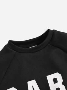 SHEIN Baby Letter Graphic Raglan Sleeve Sweatshirt - Black - View 4