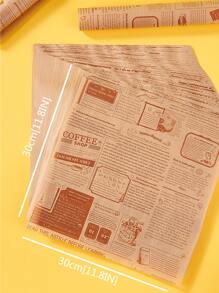 30 piezas Papel para hornear con estampado de letra - Marrón - Ver 8