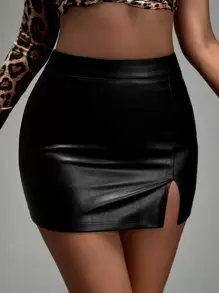 SHEIN SXY High Waist PU Bodycon Skirt - Black - View 1