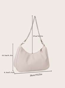 Women PU Leather Solid Color Casual Minimalist Shoulder Bag - White - View 4
