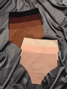 Women's High Stretch Plain Multicolor Casual Comfy Briefs - Multicolor - View 1