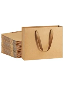 5pcs Horizontal Kraft Paper Gift Bag, Shopping Bag, Packaging Bag - Khaki - View 1