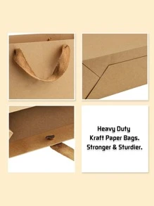 5pcs Horizontal Kraft Paper Gift Bag, Shopping Bag, Packaging Bag - Khaki - View 3