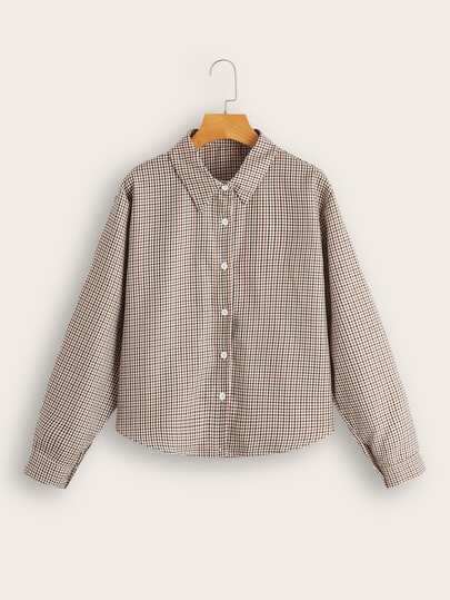 Chemise à carreaux à boutons à manches longues