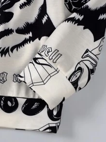 Manfinity Roghcode Bộ hai mảnh Nam Dây kéo Thú vật Lá thư Giải trí - Màu be - Xem 4