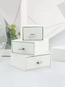 1 Hộp Đựng Trang Sức Bằng Giấy, Hộp Đựng Trang Sức Màu Trơn Tối Giản Cho Gia Đình - trắng - Xem 3