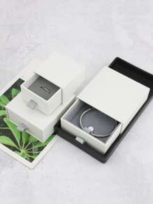 1 Hộp Đựng Trang Sức Bằng Giấy, Hộp Đựng Trang Sức Màu Trơn Tối Giản Cho Gia Đình - trắng - Xem 5