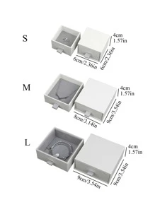 1 Hộp Đựng Trang Sức Bằng Giấy, Hộp Đựng Trang Sức Màu Trơn Tối Giản Cho Gia Đình - trắng - Xem 4