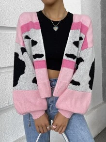 SHEIN Unity Áo khoác cardigan tay dài họa tiết đồ họa khối màu, áo dài tay - Nhiều màu - Xem 6