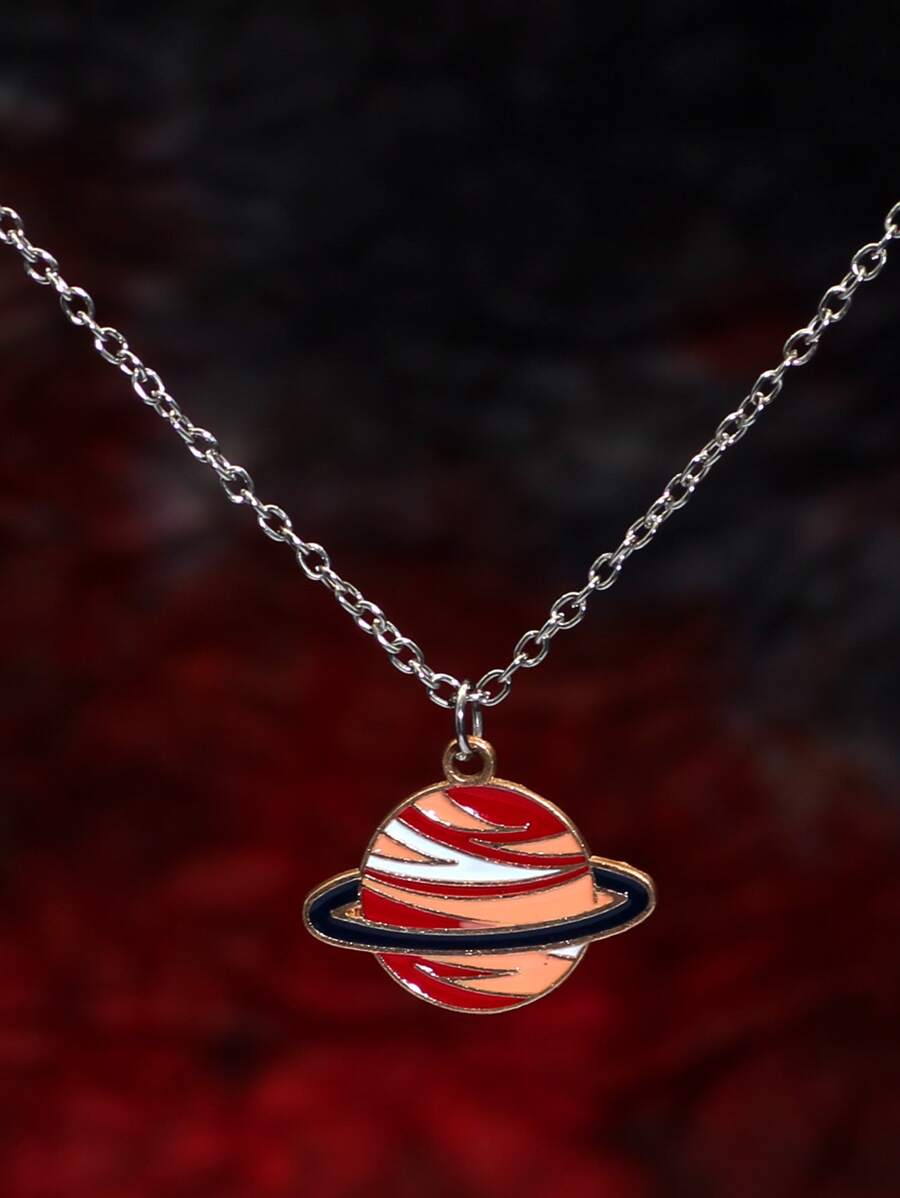 Men Planet Charm Necklace - Multicolor - View 1