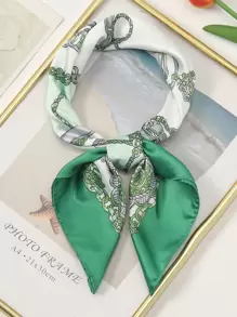 Bandana estilosa con diseño elegante de estampado de cadena y cinturón, ideal como pañuelo, bandana para el cabello, cinta para la cabeza para darle un estilo elegante a su apariencia - Verde - Ver 1