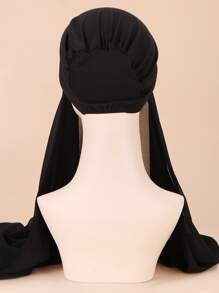 1pc Daily Women Fashion Solid Head Wrap Bonnet Hair Bonnet Turban - Black - View 2