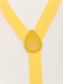 Men Patch Decor Suspenders & Bow Tie - Yellow - View 3