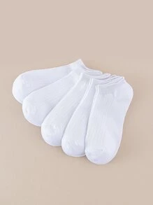 5pairs Solid Ankle Socks - White - View 2