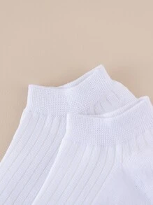 5pairs Solid Ankle Socks - White - View 3