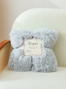 1pc Plain Plush Blanket - Light Grey - View 2
