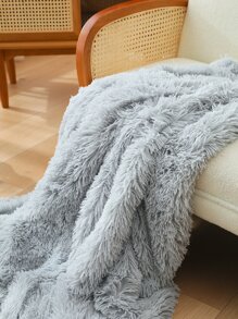 1pc Plain Plush Blanket - Light Grey - View 5