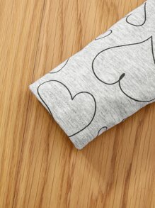 小女童卡通和心形圖案睡衣套裝 - 淺灰色 - 查看 3