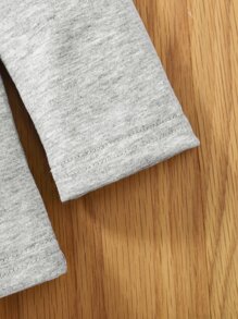 小女童卡通和心形圖案睡衣套裝 - 淺灰色 - 查看 4