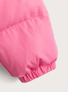 SHEIN EZwear Áo khoác đệm có dây rút, kéo khóa thả vai - Hồng - Xem 4