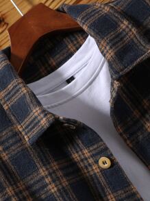 Manfinity Homme Áo choàng Nam Túi Nút phía trước Sọc ca rô Sẵn sàng - Nhiều màu - Xem 3