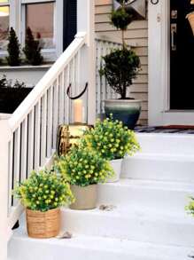 1入/2入/4入/6入人造花，室外假紫薇耐紫外線人造盒裝黃杨灌木塑料綠植，適用於外掛花盆、露台庭院婚禮室內家居廚房農舍裝飾 - 彩色 - 查看 5