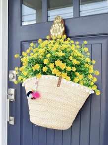 1入/2入/4入/6入人造花，室外假紫薇耐紫外線人造盒裝黃杨灌木塑料綠植，適用於外掛花盆、露台庭院婚禮室內家居廚房農舍裝飾 - 彩色 - 查看 6