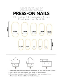 VV MEI JIA ER Instantly Upgrade Your Look With 24Pcs Long Oval Pink Glitter Striped Pattern Fake Nail & 1Pc Nail File & 1Sheet Tape Press On Nails Nail Supplies Nails - Multicolor - View 5