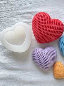 1pc Heart Design DIY Silicone Mold - White - View 1