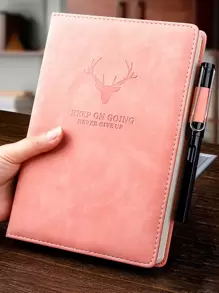 Deer Pattern Cover Notebook - Pink - View 1