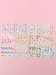 FULL BEAUTY 12 miếng dán đường cong đầy màu sắc (không dính) DIY Nail Charms Nail Gems Đồ dùng làm móng tay - Nhiều màu - Xem 5