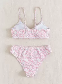 SHEIN Teen Girls Ditsy Floral Bikini Set Summer Beach - Multicolor - View 2